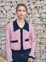 FLAT COLLAR KNIT CARDIGAN_PINK (6638366654582)
