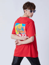 ハンバーガーTシャツ/[ENJOY YOUR MEAL] HAMBURGER 1/2 T-SHIRT_RED