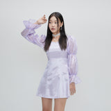 puff sleeve dress lavender