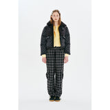 COLORING GRID PATTERN CROP DOWN JUMPER [BLACK]