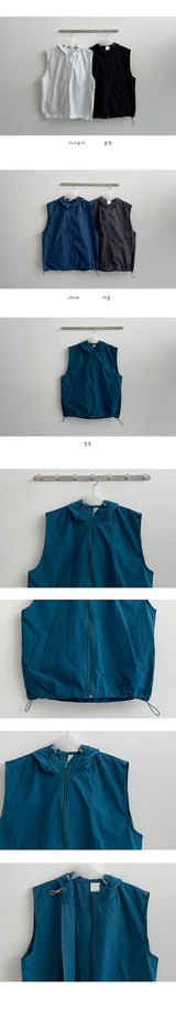 ドニーストリングフードベスト / dony string hooded vest