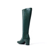 ブロックヒールロングブーツ/Block Heel Long Boots(Deep Green)