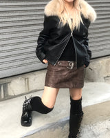 vintage fur two-way blouson jumper