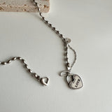 ラブハートロックボールドチェーンハンドメイドネックレス / jalo Love Heart Lock Bold Chain Handmade Necklace