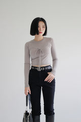 バストリボンレイズドTシャツ/Bust Ribbon Raised T-shirt (3color)
