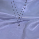 Double mini butterfly layered necklace