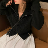 [BELLIDE MADE] Signal two-way twisted knit zip-up