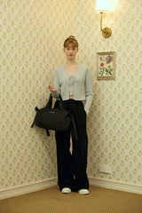 RIBBON RIBBED CARDIGAN
