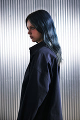 EARTH-COLOR PLEATS SHIRT (Deep Ocean) / アースカラープリーツシャツ