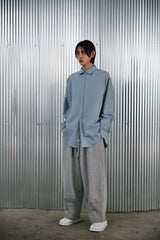 EARTH-COLOR PLEATS SHIRT (Cloudy Sky) / アースカラープリーツシャツ