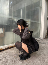 オフショルダースリットウィンドアノラックパーカー / shoulder slit wind anorak hood