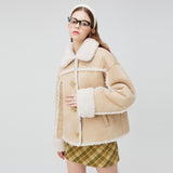 ハートボタンショートシャーリングジャケット / HEART BUTTON SHORT SHEARLING JACKET _ BEGIE