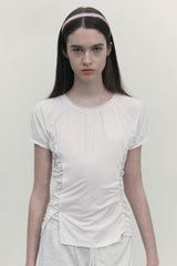 SHIRRING SLIM FIT T-SHIRT [WHITE]