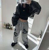 ハートオープンショルダーパッドクロップドTシャツ
