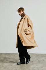 collar up single overfit coat beige (6615482826870)