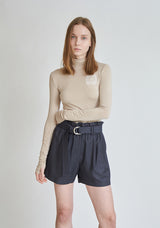 HIGH WAIST BELT BANDING HALF PANTS (6679779672182)