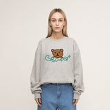 [UNISEX] Bear face, smile, white clip, sweatshirt (6658857828470)