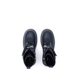 Buckle Lace-Up Short Walker Boots(Black)