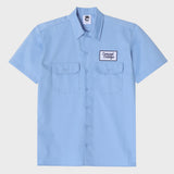ドントウォーリーハンバーガーユニセックス半袖ワークシャツ / Dont Worry Hamburger Short-Sleeved Unisex Work Shirt