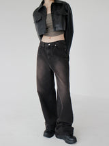 ブラウンウォッシュドデニムトラウザーズ / Brown washed denim trousers