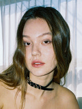 バックルレザーチョーカー/0 8 buckle leather choker