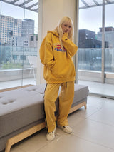 VENTIQUE flame embroidery fleece hood 4color (6636434194550)