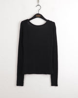 Tatin back buckle strap slit long sleeve t-shirt