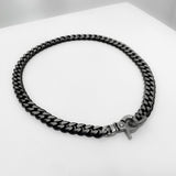 ブラック ライン カーブ チェーンネックレス / [BLESSEDBULLET]black line CURVE chain necklace_blacksilver_13mm/10mm