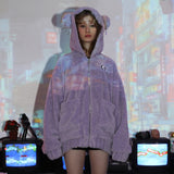 パンクベアフリースジャケット / 0 1 punk bear fleece jacket - VIOLET