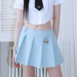 1 0 デニムプリーツスカート / 1 0  denim pleated skirt - LIGHT BLUE
