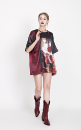 サテンオーバーサイズTシャツ / SATIN OVERSIZE T-SHIRT #CHERISH