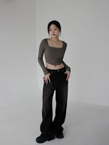 ブラウンウォッシュドデニムトラウザーズ / Brown washed denim trousers