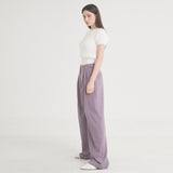ツータックボタンワイドウールパンツ / Two-Tuck Button Wide Wool Pants (Violet)
