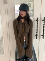 [Mupper set] Kaper Big Collar V-neck Knit Cardigan