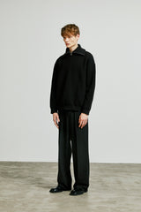neck warmer wide collar zip-up knit black (6615475650678)