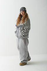 BSR2223FWJK008 STRIPE LOGO PADDING JUMPER WHITE BLACK