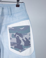 Blue Camouflage Patch Wide Denim jeans