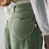 HEART POCKET CORDUROY PANTS, GREEN