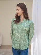 HENRY NECK SHIRRING BLOUSE_GREEN (6638369013878)