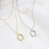 デイリースクエアレイヤードネックレス / Daily Square Layered Necklace (2 color)