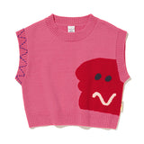 KIRSH X MISAKI KAWAI DRAWING KNIT VEST [PINK]