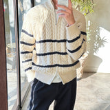 LMN High Twisted Doughnut Patterned Zip-Up Half Turtleneck Knitwear (4 colors)
