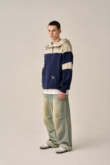 COLOR TONING PATTERN ANORAK -NAVY