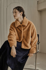 フェイクファーショートコート/FAKE FUR SHORT COAT_ORANGE