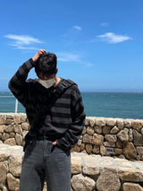 ストライプパンチロングスリーブニット / STRIPED PUNCHING LONG SLEEVE KNITWEAR(3COLOR)
