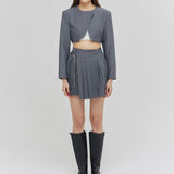 CHAIN PLEATS LAP SKIRT GRAY (6682534609014)