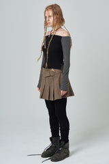Pleated skirt_brown (6676835598454)