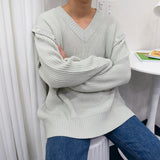 SK オーバサイズフィットショルダーボタンニット/SK Oversized Fit Shoulder Button Knitwear (4 colors)