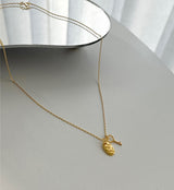 ラブレタリングオーバルハートキーハンドメイドネックレス/llov Silver 925 Love Lettering Oval Heart Key Handmade Necklace