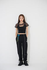 スリーブレスレイヤードクロップTシャツ/TOP(9233)Sleeveless Layered Crop Tee